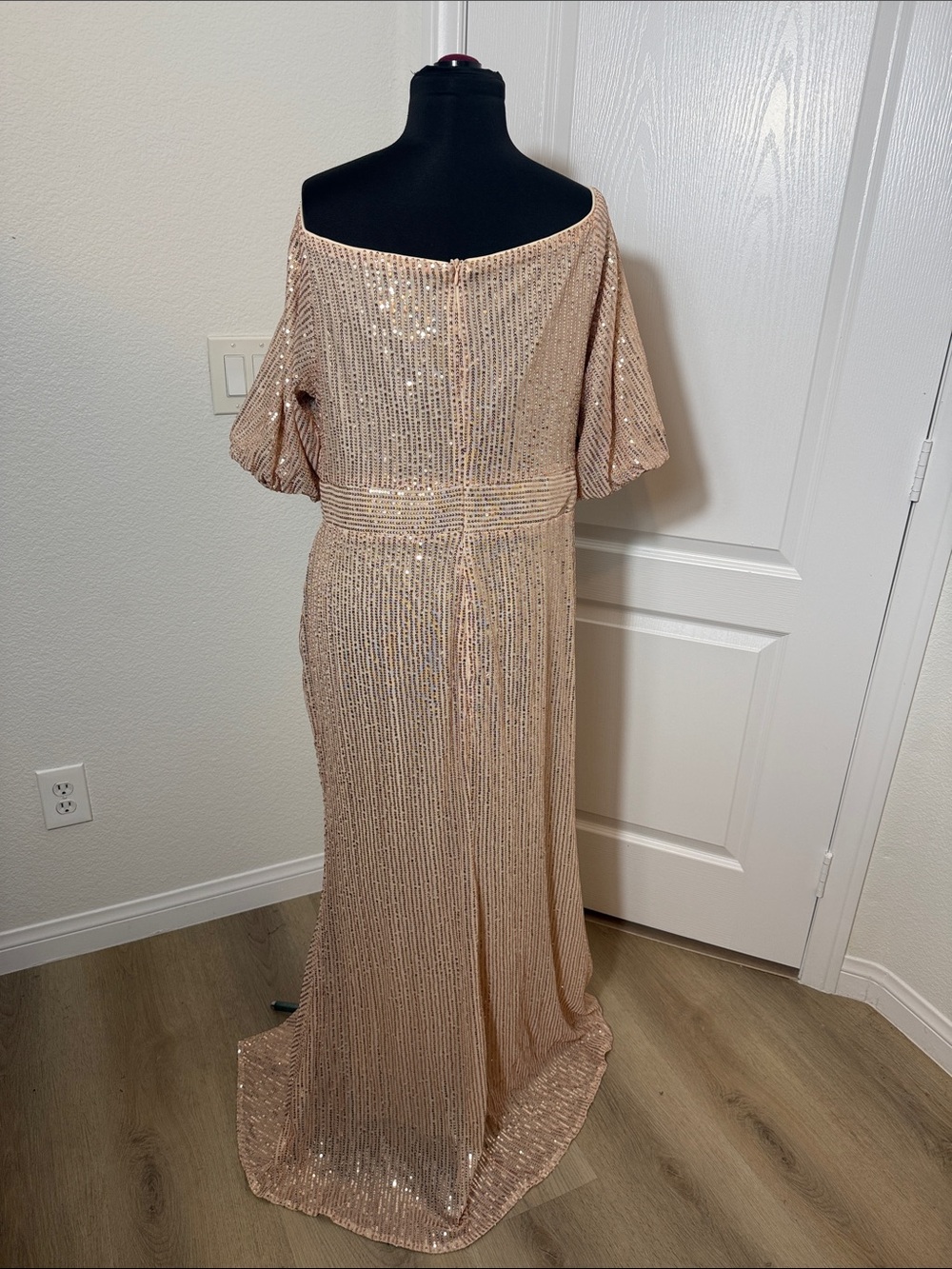 Sequin Maxi Dress in Blush Champagne 1X - Picture 4 of 6